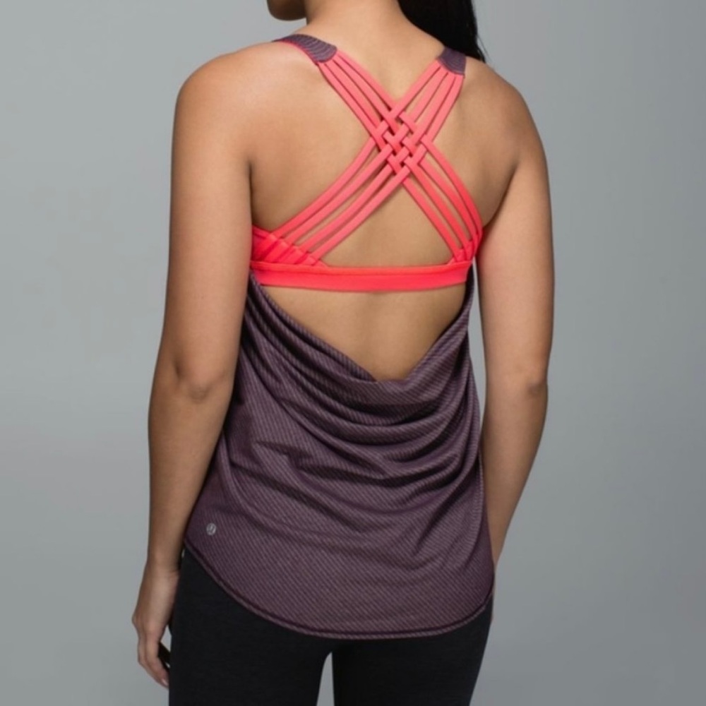 LULULEMON Wild Tank  Black Cherry Electric Coral Size 6 - Picture 2 of 10